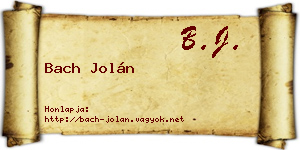 Bach Jolán névjegykártya